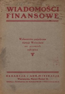 Wiadomości Finansowe : wydawnictwo perjodyczne Ajencji Wschodniej. R. 3, nr 287 (31 października 1928)