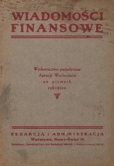 Wiadomości Finansowe : wydawnictwo perjodyczne Ajencji Wschodniej. R. 3, nr 287 (1928)