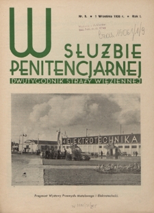 W Służbie Penitencjarnej : dwutygodnik straży więziennej. R. 1, nr 9 (1 września 1936)
