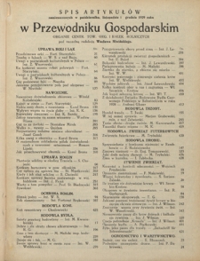 Przewodnik Gospodarski : organ Centralnego Towarzystwa Organizacyj i Kółek Rolniczych R. 1 [23] 1929. Spis treści