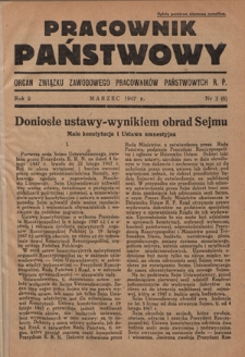 Pracownik Państwowy : organ Związku Zawodowego Pracowników Państwowych R. P. R. 2, nr 3 [6] (mazrec 1947)