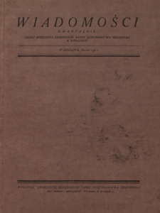 Wiadomości : kwartalnik : organ Zrzeszenia Urzędników Banku Gospodarstwa Krajowego w Warszawie. - 1931, [1] (marzec)