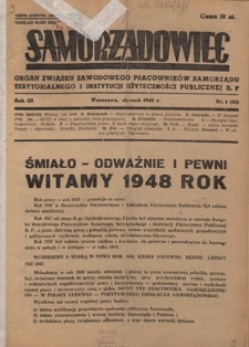 Samorządowiec : organ Związku Zawodowego Pracowników Samorządu Terytorialnego i Instytucji Użyteczności Publicznej R. P. R. 3 (1948), nr 1