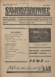 Samorządowiec : organ Związku Zawodowego Pracowników Samorządu Terytorialnego i Instytucji Użyteczności Publicznej R. P. R. 3 (1948), nr 6