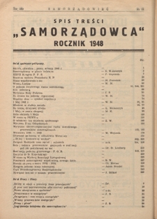 Samorządowiec : organ Związku Zawodowego Pracowników Samorządu Terytorialnego i Instytucji Użyteczności Publicznej R. P. R. 3 (1948) Spis treści