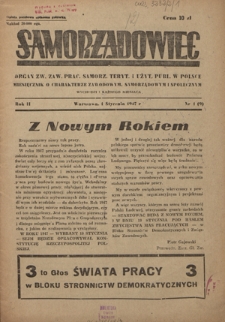 Samorządowiec : organ Zw. Zaw. Prac. Samorz. Teryt. i Użyt. Publ. w Polsce : miesięcznik o charakterze zawodowym, samorządowym i społecznym R. 2, nr 1 [9] (1 stycznia 1947)