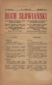 Ruch Słowiański : miesięcznik poświęcony życiu i kulturze Słowian. R. 1 nr 1 (listopad 1928)