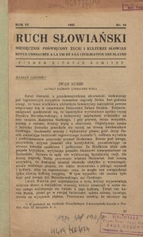 Ruch Słowiański : miesięcznik poświęcony życiu i kulturze Słowian. R. 6, nr 10 (1933)