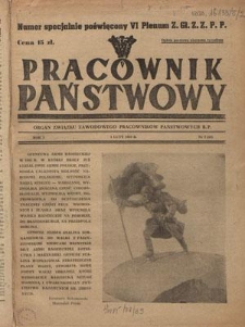 Pracownik Państwowy : organ Związku Zawodowego Pracowników Państwowych R. P. - R. 5, nr 2 [41] (1 luty 1950)