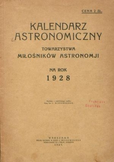 Kalendarz Astronomiczny Towarzystwa Miłośników Astronomji na Rok 1928
