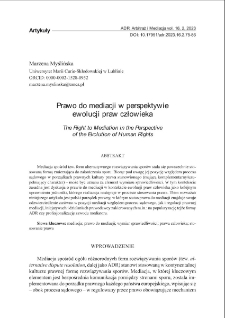 Prawo do mediacji w perspektywie ewolucji praw człowieka