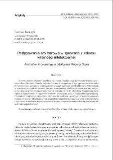 Postępowanie arbitrażowe w sprawach z zakresu własności intelektualnej
