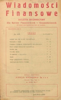 Wiadomości Finansowe : biuletyn informacyjny dla spraw finansowych i gospodarczych. R. 11, nr 1133 (22 kwietnia 1937)