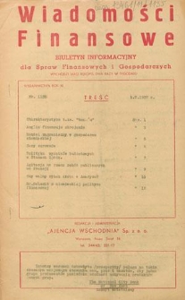 Wiadomości Finansowe : biuletyn informacyjny dla spraw finansowych i gospodarczych. R. 11, nr 1135 (1 maja 1937)