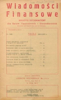 Wiadomości Finansowe : biuletyn informacyjny dla spraw finansowych i gospodarczych. R. 11, nr 1139 (13 maj 1937)