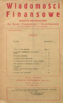 Wiadomości Finansowe : biuletyn informacyjny dla spraw finansowych i gospodarczych. R. 11, nr 1151 (24 czerwiec 1937)