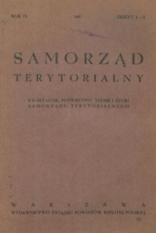 Samorząd Terytorjalny : kwartalnik poświęcony teorji i życiu samorządu terytorialnego / pod redakcją M. Jaroszyńskiego. R. 9, z. 1 i 2 (1937)