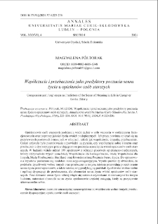 Współczucie i przebaczenie jako predyktory poczucia sensużycia u opiekunów osób starszych