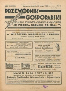 Przewodnik Gospodarski : organ Centralnego Towarzystwa Organizacyj i Kółek Rolniczych R. 10 [33], nr 8 (20 lutego 1938)