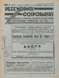 Przewodnik Gospodarski : organ Centralnego Towarzystwa Organizacyj i Kółek Rolniczych R. 5 [27], nr 1/2 (1/8 stycznia 1933)