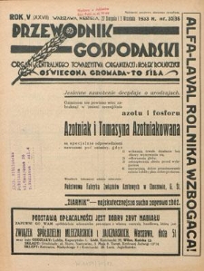 Przewodnik Gospodarski : organ Centralnego Towarzystwa Organizacyj i Kółek Rolniczych R. 5 [27], nr 35/36 (27 sierpnia/3 września 1933)