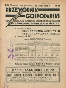Przewodnik Gospodarski : organ Centralnego Towarzystwa Organizacyj i Kółek Rolniczych R. 5 [27], nr 51 (17 grudnia 1933)