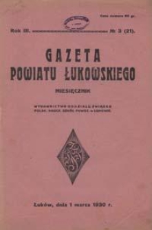 Gazeta Powiatu Łukowskiego / [redaktor odpowiedzialny J&oacute;zef Pypeć]. R. 3, No 3=21 (marzec 1930)