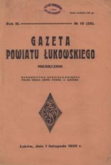 Gazeta Powiatu Łukowskiego / [redaktor odpowiedzialny J&oacute;zef Pypeć]. R. 3, No 10=28 (listopad 1930)