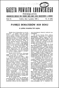 Gazeta Powiatu Łukowskiego / [redaktor odpowiedzialny J&oacute;zef Pypeć]. R. 3, No 11=29 (grudzień 1930)
