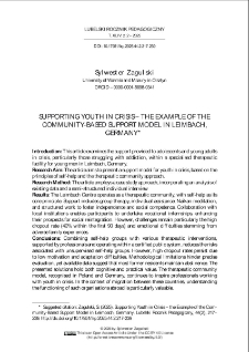 Supporting youth in crisis – the example of the community based support model in Leimbach, Germany