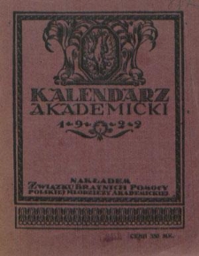 Kalendarz Akademicki na Rok 1922