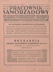 Pracownik Samorządowy : dwutygodnik pracownik&oacute;w samorządu miejskiego, powiatowego i wiejskiego. R. 6=11, nr 2 (31 stycznia 1929)