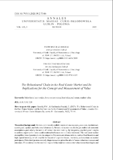 The behavioural chain in the real estate market and its implications for the concept and measurement of value