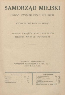 Samorząd Miejski : organ Związku Miast Polskich T. 10 z. 5 (1930)