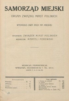 Samorząd Miejski : organ Związku Miast Polskich T. 10 z. 8 (1930)