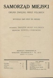 Samorząd Miejski : organ Związku Miast Polskich T. 10 z. 9 (1930)