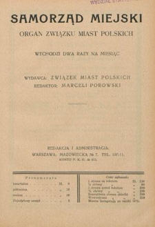 Samorząd Miejski : organ Związku Miast Polskich T. 10 z. 19 (1930)