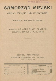 Samorząd Miejski : organ Związku Miast Polskich T. 10 z. 22 (1930)