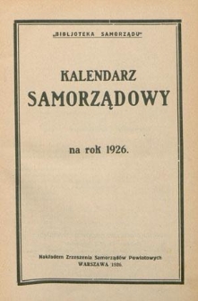 Kalendarz Samorządowy na Rok 1926