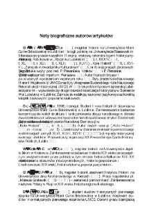 Koło Historii : czasopismo afiliowane z Instytutem Historii Uniwersytetu Marii Curie-Skłodowskiej w Lublinie Nr 26 (2021). Noty biograficzne autor&oacute;w artykuł&oacute;w