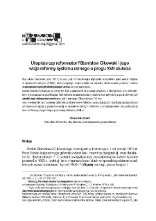 Utopista czy reformator? Stanisław Cikowski i jego wizja reformy systemu celnego u progu XVII stulecia