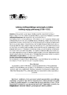 Liderzy wielkopolskiego samorządu w dobiewielkiej wojny p&oacute;łnocnej (1700&ndash;1721)
