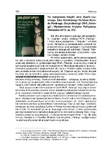 Na marginesie książki Jana J&oacute;zefa Lipskiego, Idea Katolickiego Państwa Narodu Polskiego. Zarys ideologii ONR &bdquo;Falanga&rdquo;, Wydawnictwo Krytyka Polityczna,Warszawa 2015, ss. 352
