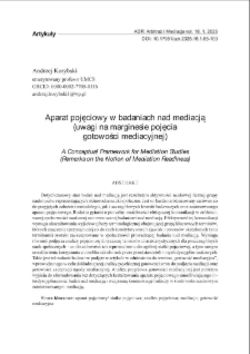 Aparat pojęciowy w badaniach nad mediacją (uwagi na marginesie pojęciagotowości mediacyjnej)