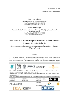 New aureus of Roman empress Herennia Etruscilla found in Gąski (Kuyavia, Poland)