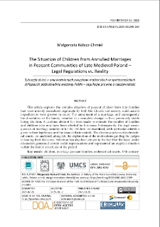 The situation of children from annulled marriages in peasant communities of late medieval Poland &ndash; legal regulations vs. reality