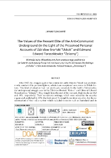 The values of the peasant elite of the anti-communist underground (in the light of the preserved personal accounts of Zdzisław Broński &ldquo;Uskok&rdquo; and Edmund Edward Taraszkiewicz &ldquo;Żelazny&rdquo;)