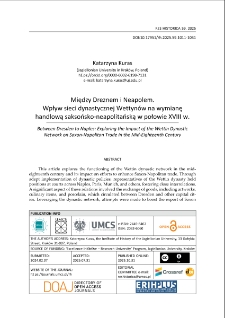 Między Dreznem i Neapolem. Wpływ sieci dynastycznej Wettyn&oacute;w na wymianę handlową saksońsko-neapolitańską w połowie XVIII w.