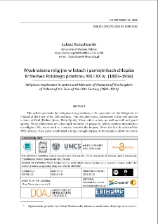Wyobrażenia religijne w listach i pamiętnikach chłop&oacute;w Kr&oacute;lestwa Polskiego przełomu XIX i XX w. (1881&ndash;1914)