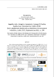 Zagadka stylu. Uwagi na marginesie monografii PaulinyByzdry-Kusz: Stanisław Łoś (1890&ndash;1974). Życie i działalność akademicka w Katolickim Uniwersytecie Lubelskim, Lublin 2023, Wydawnictwo KUL, ss. 208
